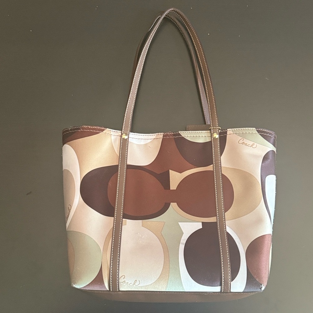 Vintage Coach Scarf Print Tote
